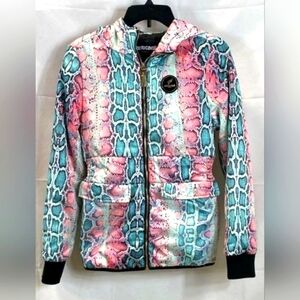 Sale Roberto Cavalli Womens Pink Snakeskin Hooded Jacket Outerwear Sport M